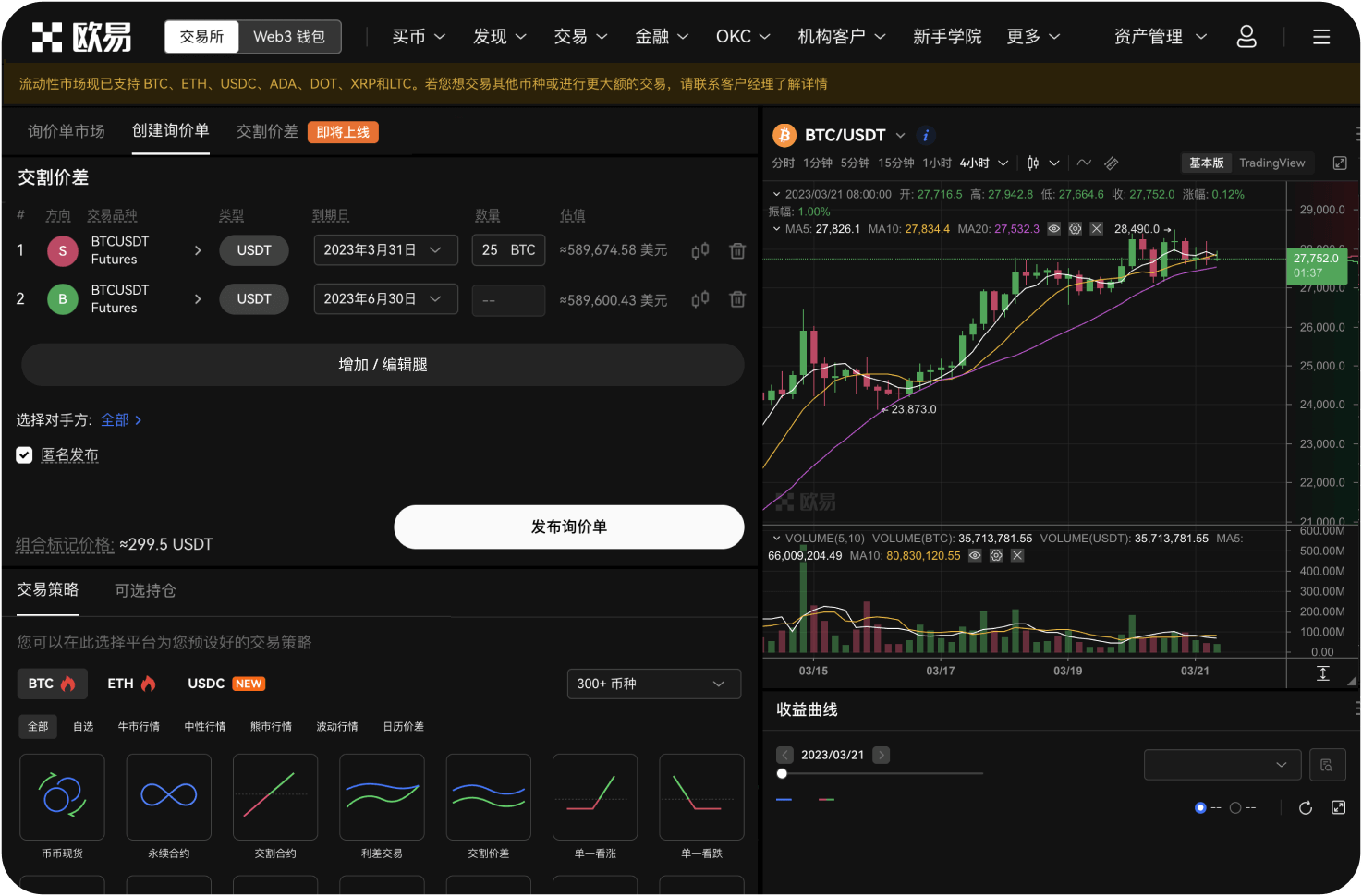 官网的闪电交易支持市价单吗